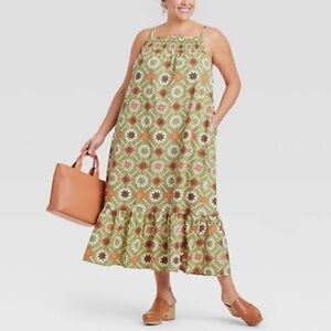 Universal Thread Olive Floral Maxi Dress